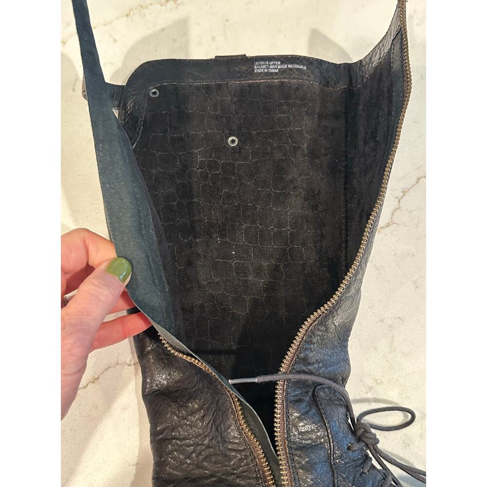 Women's Born Crown Gilmore Knee High Zip On Lace Tie Blackish Brown Leather 7.5 - Picture 12 of 16